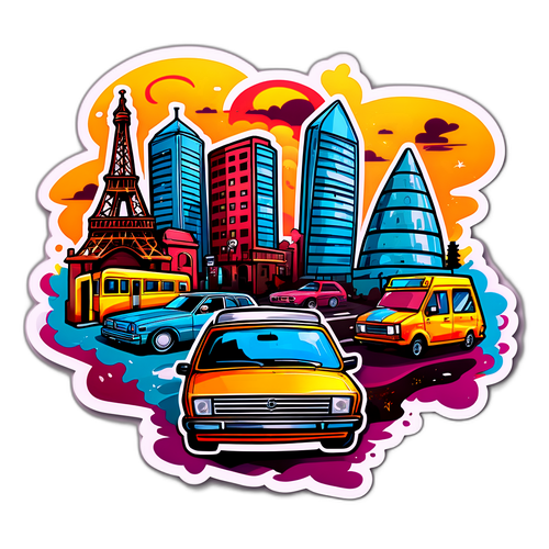 Бровари: малюнок місцевих пам'яток у графіті стилі