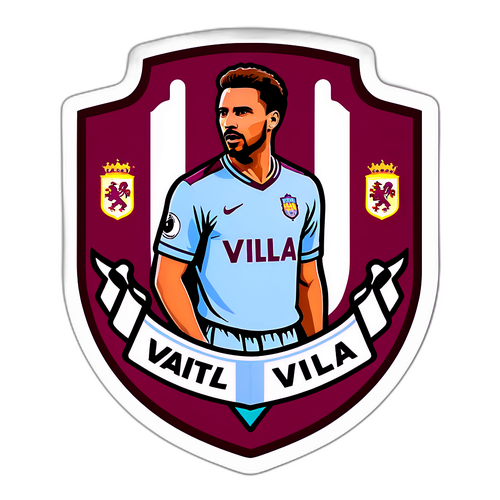 Decal với logo Aston Villa và hình ảnh cầu thủ