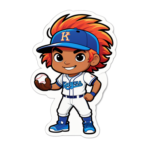 Whimsical Animated Baseball Character Sticker