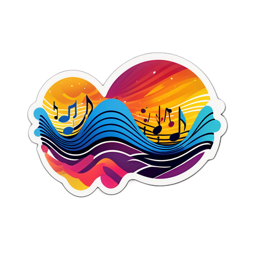 音樂波浪抽象貼紙