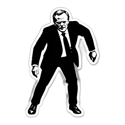 Sylwetka Donalda Tuska w dynamicznej pozie