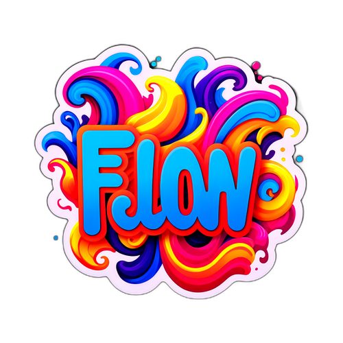 Adesivo Vibrante com a Palavra 'Flow'