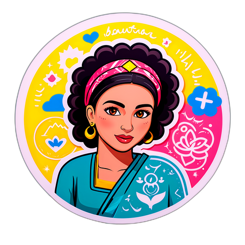 Sticker van Kaoutar Boudarraja over mentale gezondheid en zelfzorg
