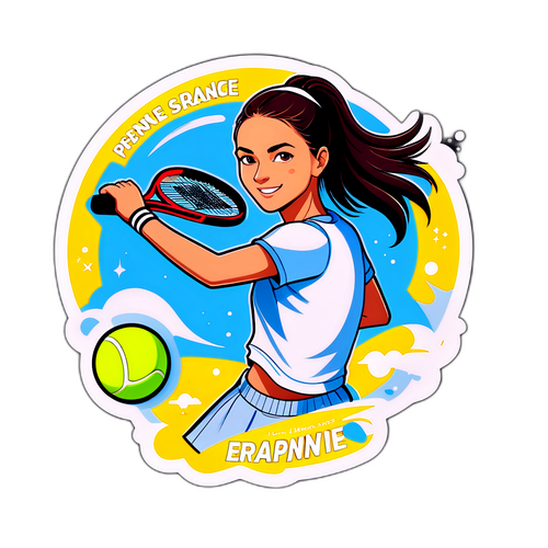 Ilustrasi Bergaya Emma Raducanu dengan Raket Tenis