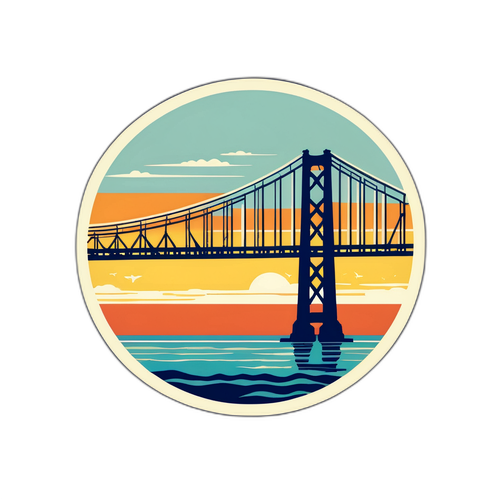 Chesapeake Bay Bridge Retro Sticker