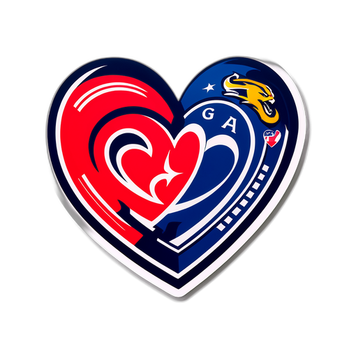 팀의 로고로 디자인된 하트 모양 스티커