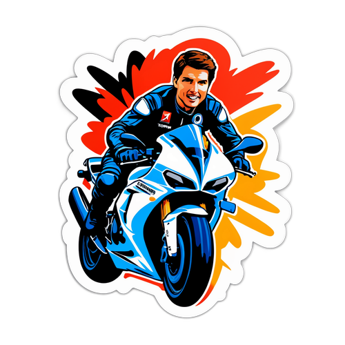 Autocollant de Tom Cruise sur une moto de course