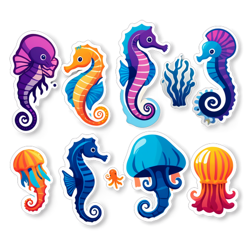Underwater Sea Creatures Sticker Set
