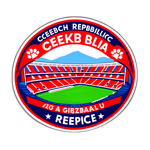 Fotbalový stadion s nápisem „Česká republika vs Gibraltar, musíte to vidět!“