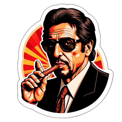 Illustrazione Giocosa di Al Pacino in Stile Poster Retro