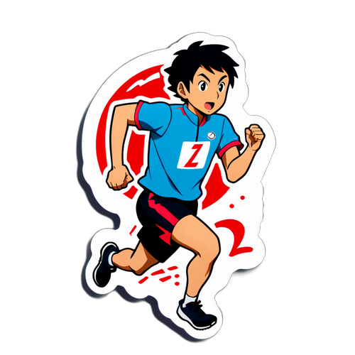 アニメスタイルのマラソン走者 芸人関平