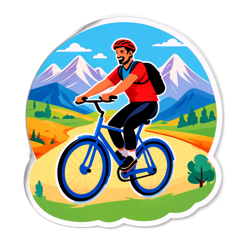 Felix Gall fährt symbolisch mit dem Fahrrad durch eine atemberaubende Landschaft
