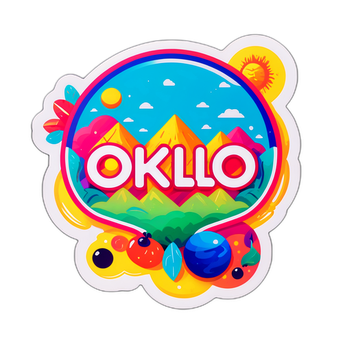 色彩鮮豔的OKLO品牌標識貼紙