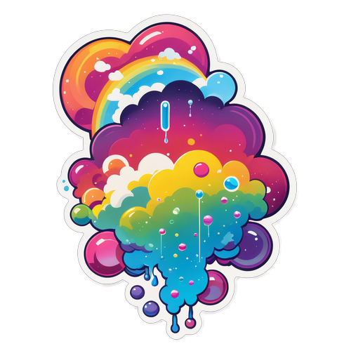 Surreale Darstellung von Ketamin in Regenbogenblasen