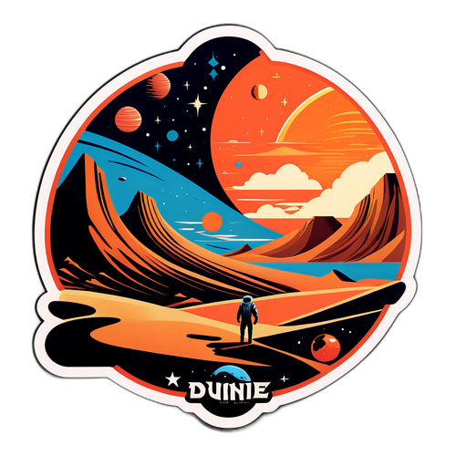 Sticker ontwerp van Dune met ruimte- en woestijnmotieven