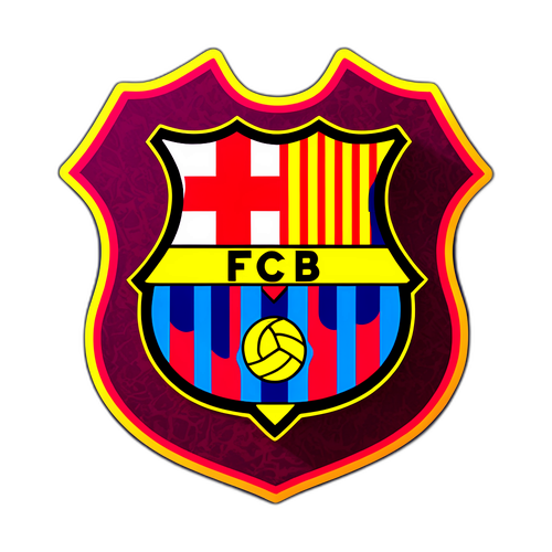 Stiker Gaya Lambang FC Barcelona dengan Latar Belakang Berwarna