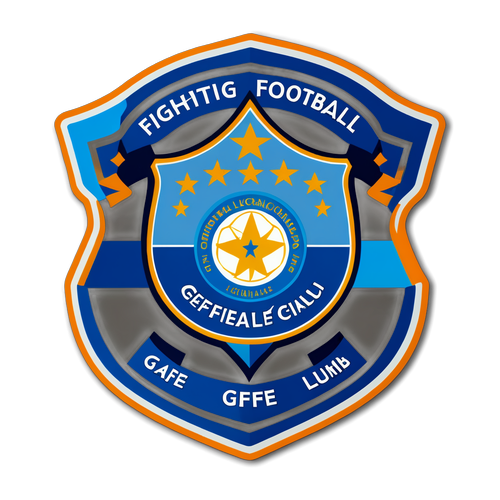 Etiqueta de Getafe con el escudo del club en un fondo gris y la frase "Fighting Football"