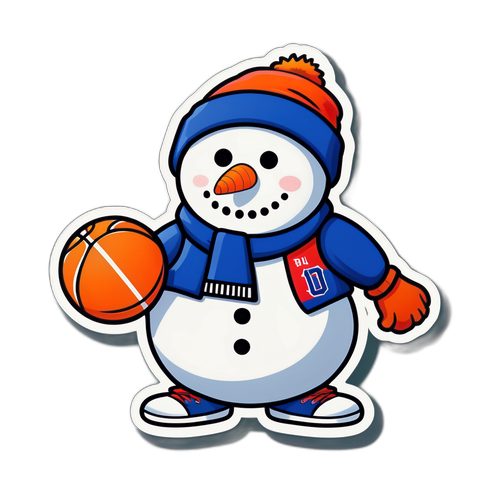 Snowman na Nagda-dribble ng Basketball