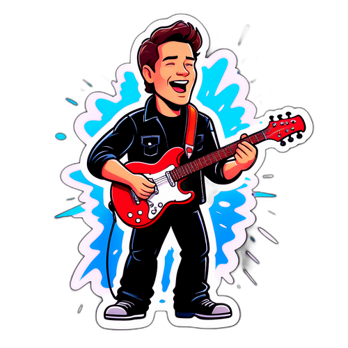 Ilustrație cartonată a unui cântăreț pe scenă