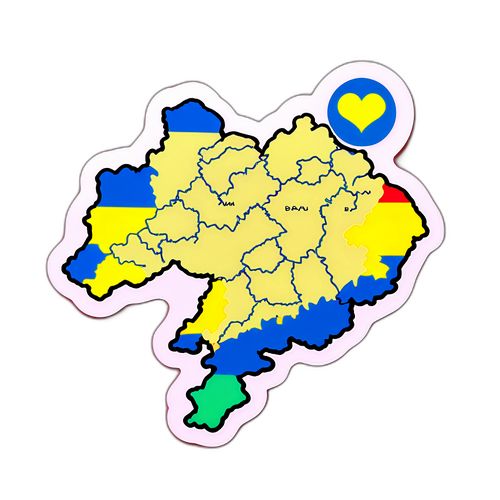 Стикер с картой Украины в форме сердца