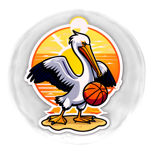 Stickers de l'équipe des Pelicans avec leur mascotte à la plage
