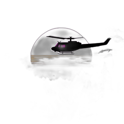 Helicóptero UH-1 sobre la naturaleza