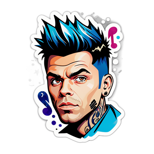 Design Dinamico di Fedez con Elementi Musicali e Urbani