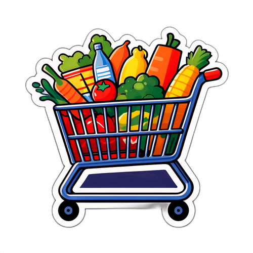 楽しいお買い物カートのイラスト