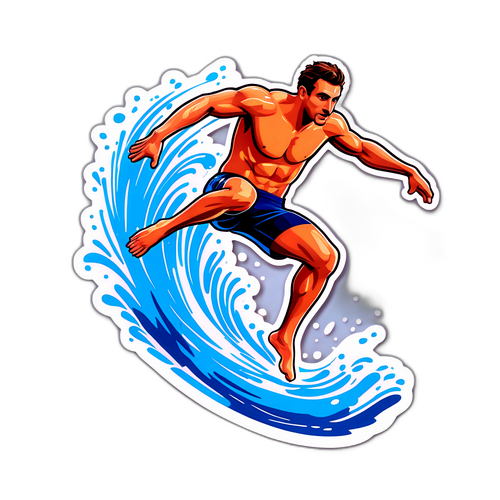 Un adesivo dinamico di Filippo Magnini che esegue un'incredibile giravolta in piscina