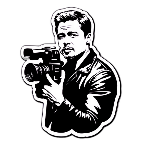 Minimalista matrica Brad Pitt sziluettjével és filmes kamerával