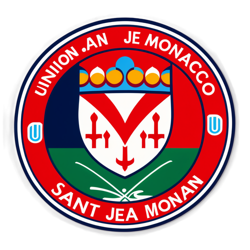 Autocollant des logos de l'Union Saint-Jean et de Monaco sur un terrain de sport