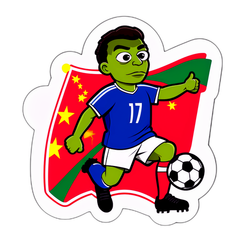 Pepe firar ett mål med den portugisiska flaggan
