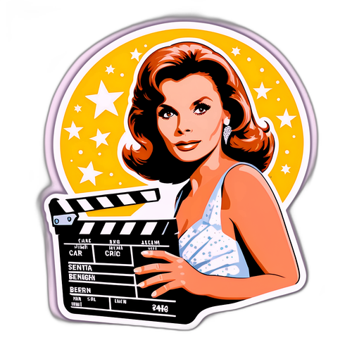 Elegante Senta Berger mit Filmklappe und Sternen
