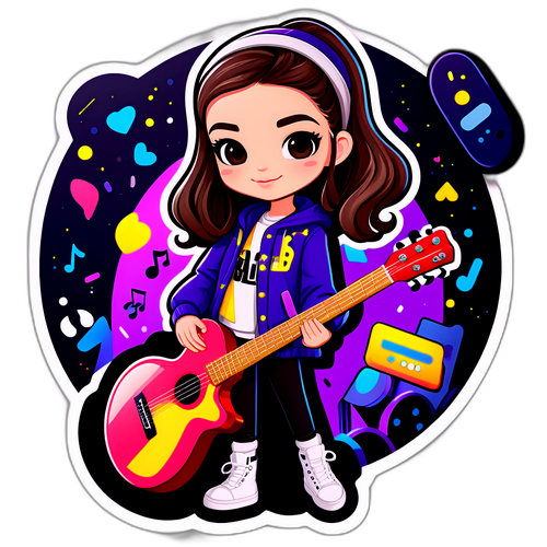 Versione cartoon carina di Hailee Steinfeld con chitarra