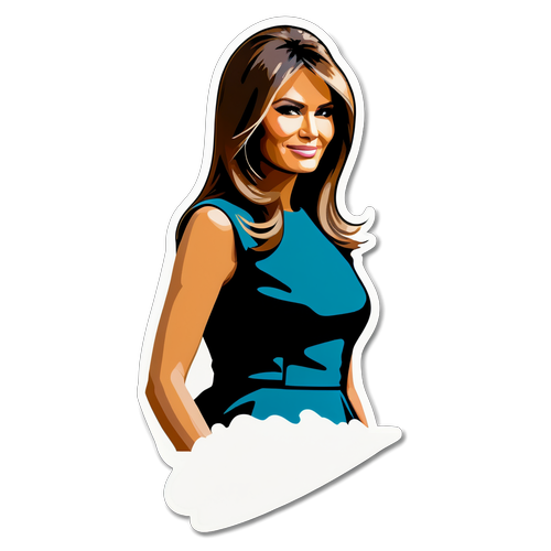 Melania Trumps Uforglemmelige Stil: Klassisk Klistermærke Design med Silhuet og Underskrift!