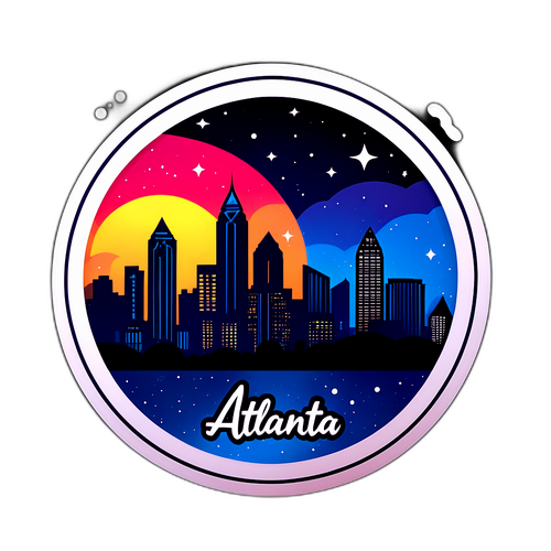 Diseño de silueta de Atlanta con fondo estrellado