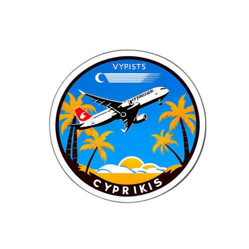 Kıbrıs Türk Hava Yolları Uçağı ve Palmiye Ağaçları Tasarımı