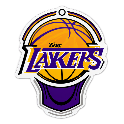 Adesivo do Los Angeles Lakers com elementos de basquete