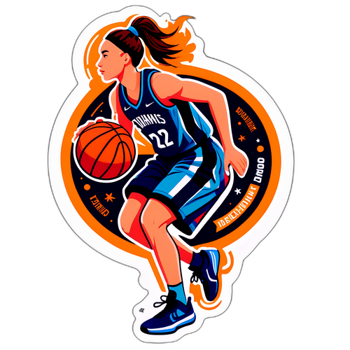 A Stylish Sticker of Lexie Hull Dribbling a Basketball