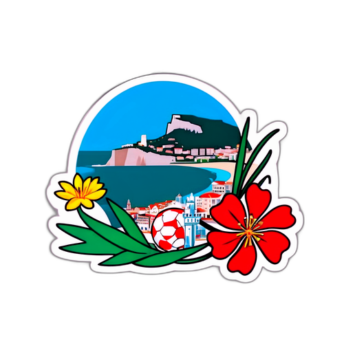 Sticker ya Picha ya Pwani ya Gibraltar na Maua ya Taifa ya Croatia