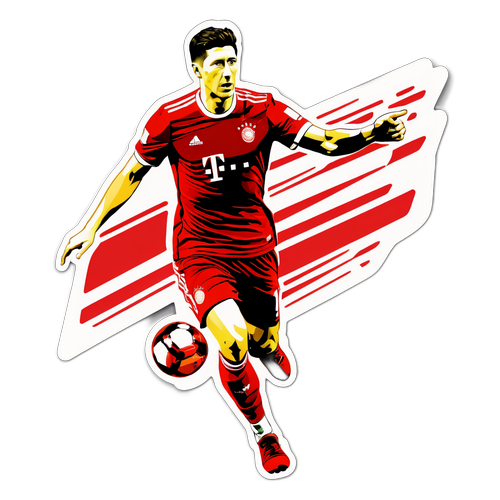 Stiker Dinamis Robert Lewandowski dalam Pose Menembak