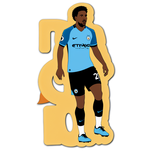 Un autocollant minimaliste avec la silhouette d'un joueur de Manchester City