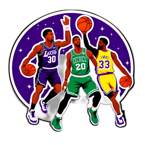 Adesivo Dinâmico de Basquete: Confronto Celtics e Lakers