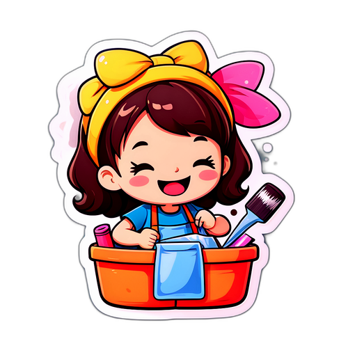 DIYを楽しむキャラクターのコミカルなイラスト