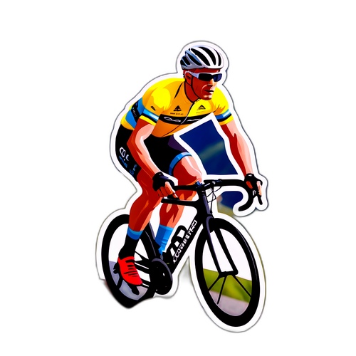Sticker med Mads Pedersen på cykeltrøje