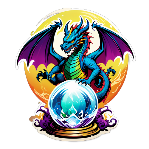 Dragon Coiled Around Crystal Ball Sticker