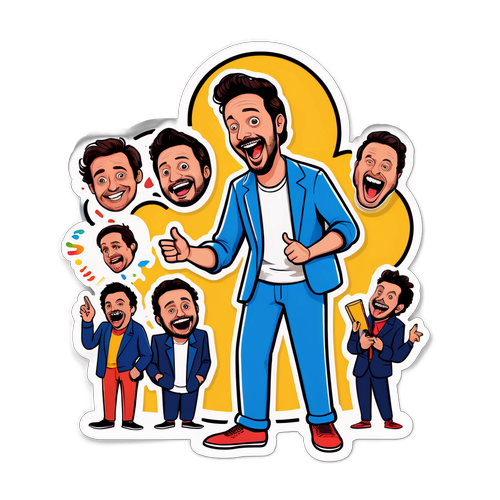 Desenho de Danilo Gentili fazendo stand-up