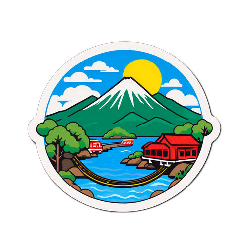 富士山と風景のコントラストを強調したデザイン