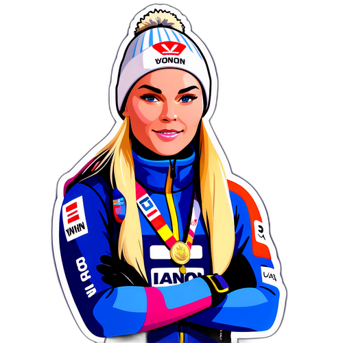 Künstlerische Darstellung von Lindsey Vonn mit Medaille