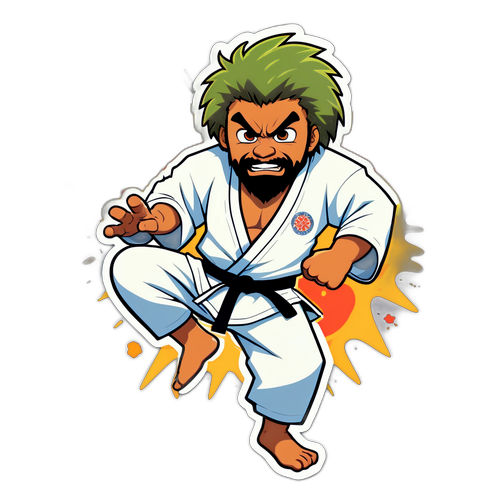 מדבקה של שגי מוקי בעשייה במד martial arts